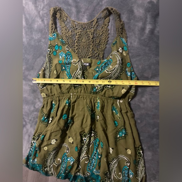 Apt 9 Dress Boho Style Embroidered Back Green Aqua Paisley Print Sleeveless Sz M - Picture 8 of 8